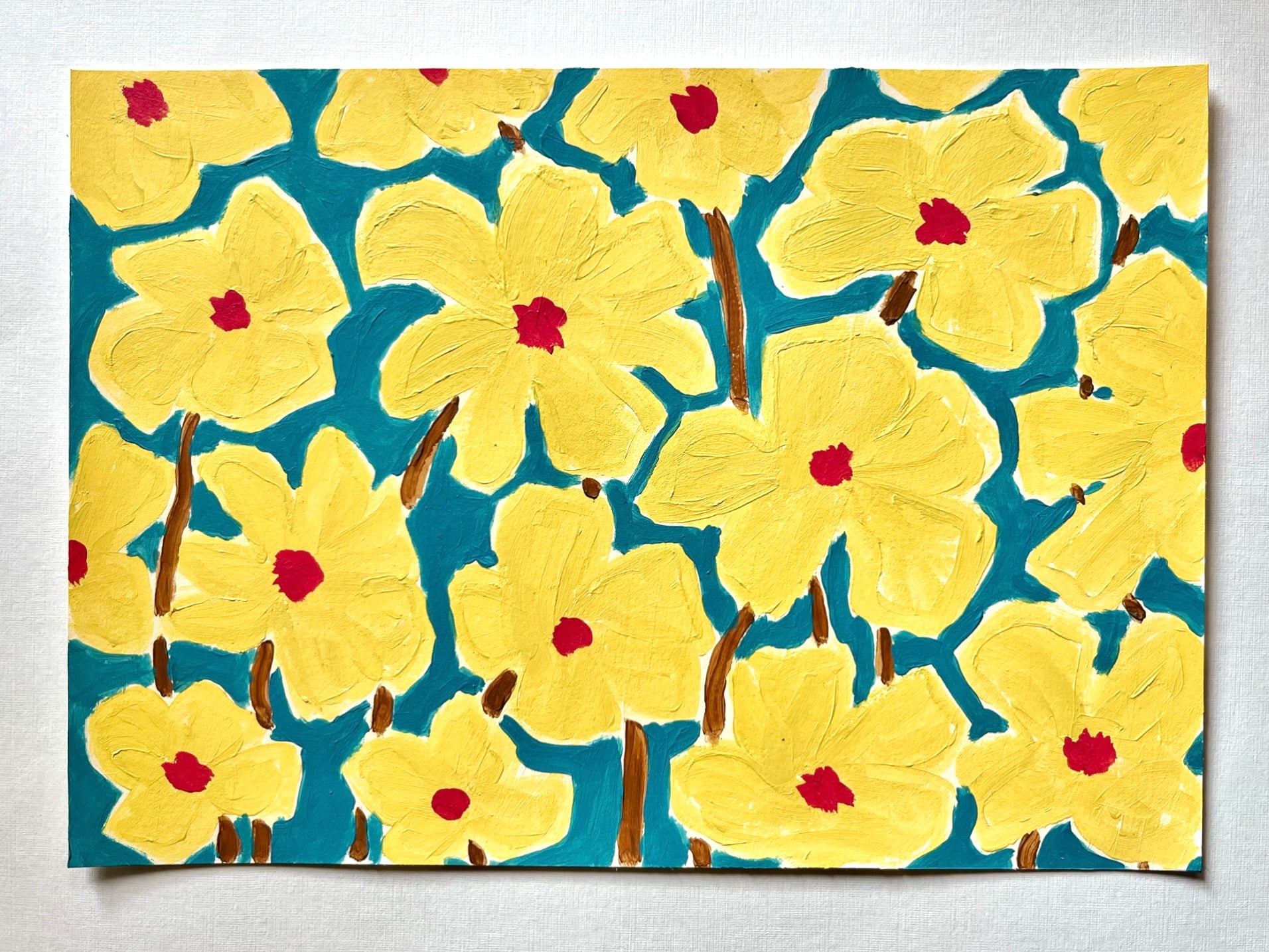Field of Flowers, Acrylic on Paper