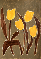 Group of Tulips, Acrylic on Paper