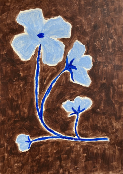 Blue Flowers, Acrylic on Paper