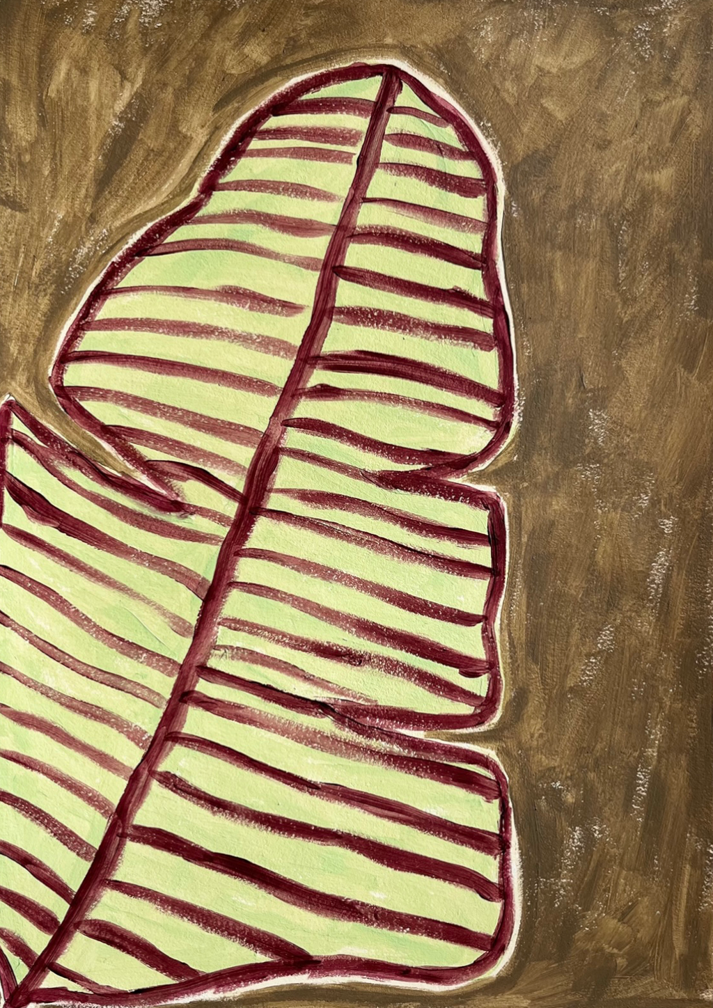 Banana Leaf, Acrylic on Paper