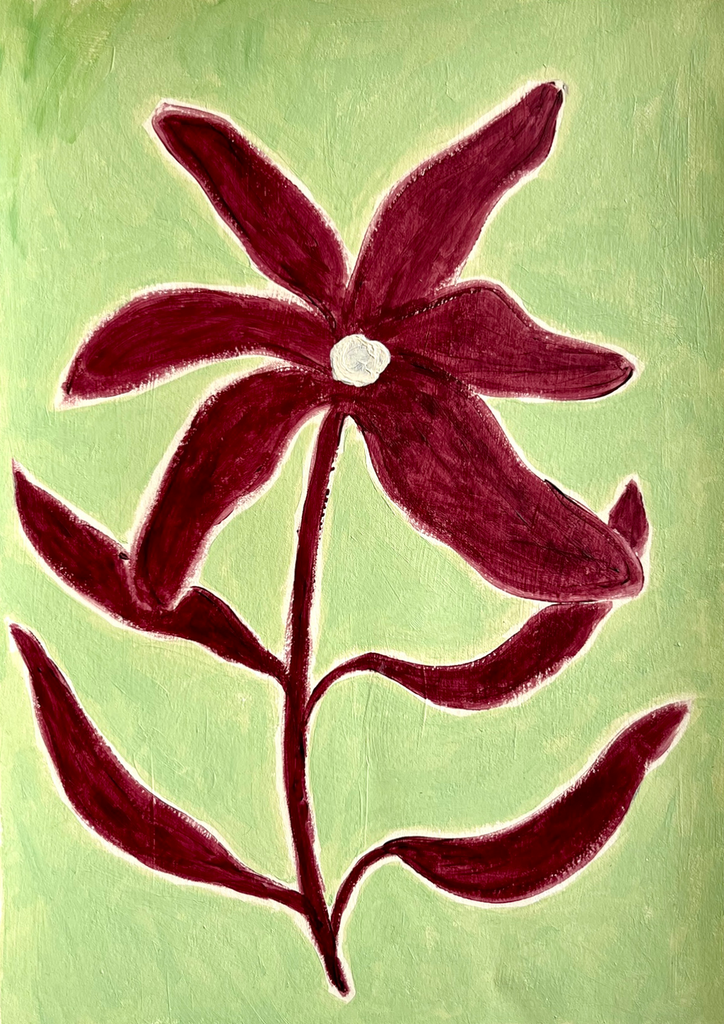 Burgundy Blooms, Acrylic on Paper