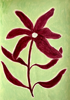 Burgundy Blooms, Acrylic on Paper