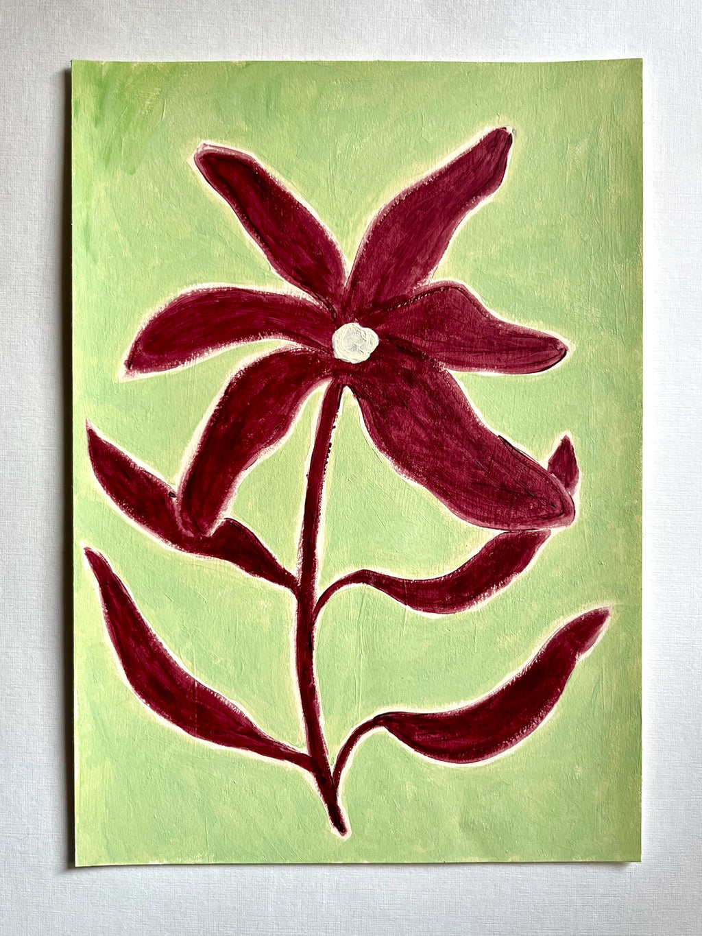 Burgundy Blooms, Acrylic on Paper