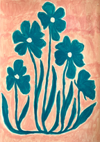 Five Stalks of Flower, Acrylic on Paper
