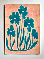 Five Stalks of Flower, Acrylic on Paper