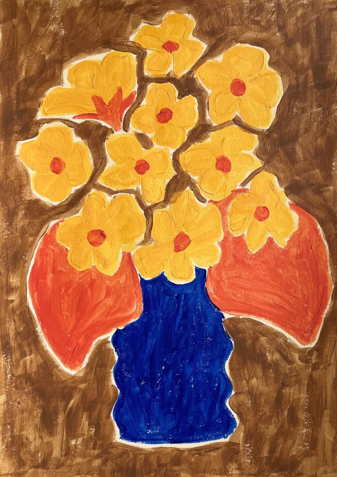 Hydrangea in Wavy Blue, Acrylic on Paper